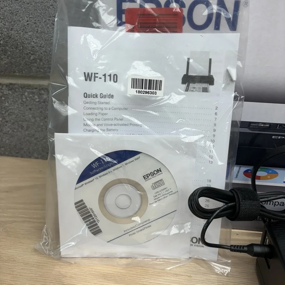 Epson WorkForce WF-110 Inkjet Mobile Printer Rechargeable Portable EUC